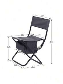 2-Piece Folding Outdoor Chair With Storage Bag, Portable Chair For Indoor, Outdoor Camping, Picnics And Fishing,Grey - 灰色+鋼-4 - 查看 6