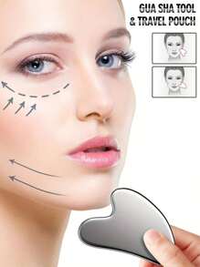 Zestaw 1/2 szt./zestaw ze stali nierdzewnej, wałek do masażu twarzy i gua sha - metalowy wałek do masażu twarzy, metalowa gua sha, narzędzia do masażu twarzy redukujące obrzęki, drenaż limfatyczny, napięcie twarzy, masażery do pielęgnacji skóry, uroda, produkty do pielęgnacji skóry, spa, pielęgnacja ciała, narzędzia do pielęgnacji skóry, pielęgnacja twarzy, akcesoria kosmetyczne, masaż, narzędzie do masażu twarzy, wałek do masażu twarzy