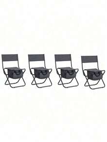 4-Piece Folding Outdoor Chair With Storage Bag, Portable Chair For Indoor, Outdoor Camping, Picnics And Fishing,Green - 灰色+鋼-4 - 查看 5