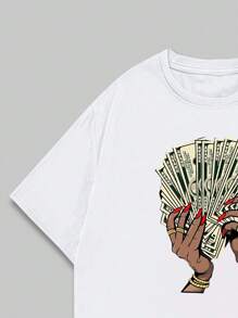 Strretwear Money In Hand T-Shirt Men's Unisex Cotton Shirt - trắng - Xem 5