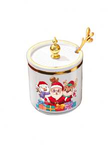 1pc Christmas Plastic Kitchen Spice Jar Seasoning Container With Spoon, Home Storage - Multicolor - View 18