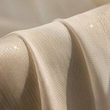 1 件象牙色闪亮薄纱透明奢华法式窗帘，适用于客厅、卧室、阳台、拱形窗户、家居装饰。不含窗帘杆和窗帘杆。 - 米色 - 查看 3