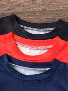 3 件套男童蜘蛛印花长袖上衣和休闲裤套装，轻便，春/秋 - 彩色 - 查看 3