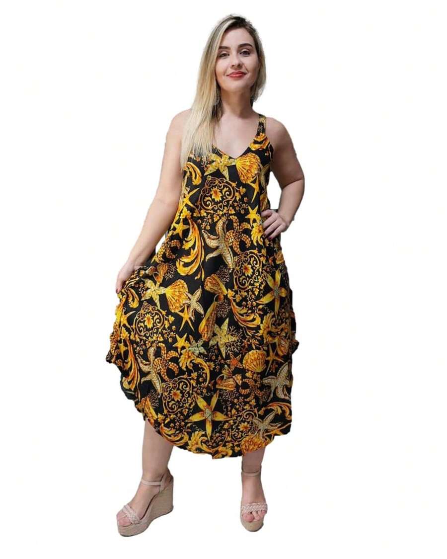 Women's  Dress With Adjustable Straps And Trapeze Pockets Plus Size-Cod.184 - màu đen - Xem 1