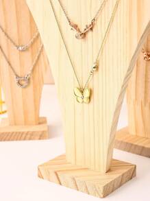 1 pieza Exhibidor de collares de madera, busto modelo de joyería para mostrador, accesorio para mostrar, de vuelta a la escuela - Registro amarillo claro - Ver 6