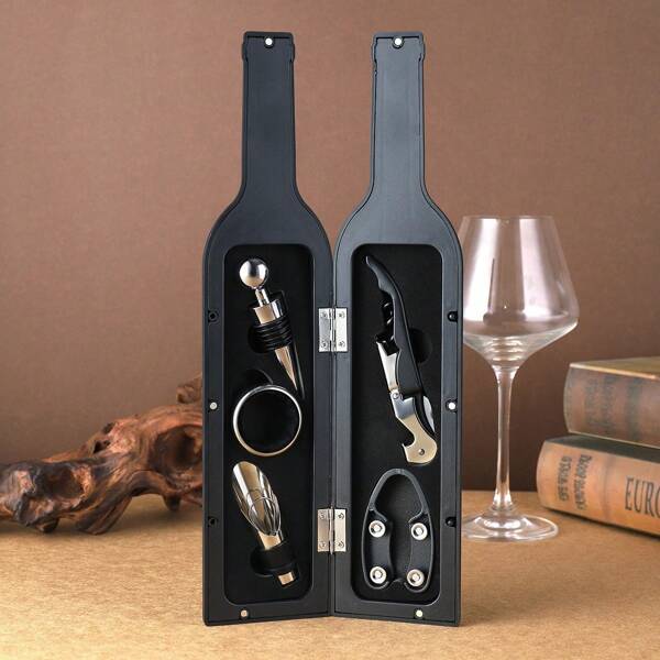 1 pezzo Set attrezzo apribottiglie per vino rosso creativo a 5 pezzi, set accessori per vino elegante a 3 pezzi, regalo per la festa del papà, festa di laurea, rientro a scuola, regalo di San Valentino per fidanzato/padre/marito, Ognissanti, Natale
