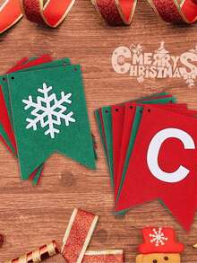 1Set Felt Christmas Happy Wreath Banner Set - Festival Wall Decoration, Suitable For Festival Party Supplies,Christmas - Multicolor - View 6