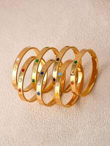 1 件优雅复古花卉和星星时尚奢华手链设计，百搭女士手链