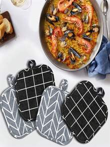 Oven Mitt Set, Heat Resistant Mat, Minimalist Style Heat Resistant Gloves, Thick Microwave Oven Gloves, Non-Slip Grip Surface And Loop For Hanging, Kitchen Supplies, Kitchen Tools, Accessories - Multicolor - View 9