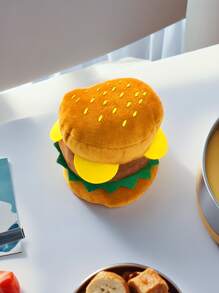 一款毛绒材质仿真汉堡猫/狗爱好者礼物及狗/猫妈妈喜爱的宠物玩具，汉堡造型更受狗爱好者和狗妈妈喜爱，咬着玩会发出声音，是一款不错的猫/狗爱好者礼物及狗/猫妈妈喜爱的宠物玩乐玩具