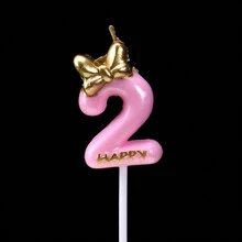1pc/10pcs Number 0-9 Cute Bowknot Birthday Number Candle B Oys G Ilrs Cake Decor Digital Candles Topper Cupcake Party Decoration Supplies
