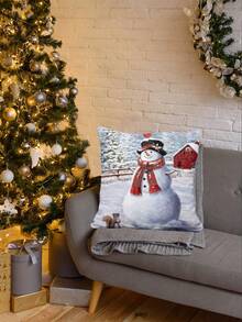 Bộ 4 vỏ gối trang trí Giáng sinh, có hình cây thông Noel, quà tặng, ông già Noel, người tuyết, tuần lộc, ô tô và nơ, kích thước 17,7*17,7 inch (không bao gồm ruột gối), thích hợp cho phòng ngủ, phòng khách, ghế sofa, văn phòng - SDYH-142 - Xem 6