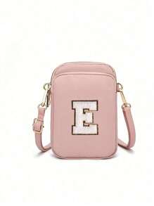 1 件休闲时尚斜挎包，配有手机袋和零钱包，适合女孩、旅行、返校、礼物（字母 DIY 手工包！） - 粉色 - 查看 3