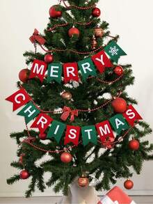 1Set Felt Christmas Happy Wreath Banner Set - Festival Wall Decoration, Suitable For Festival Party Supplies,Christmas - Multicolor - View 4