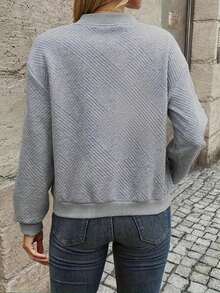 Women Elegant Long Sleeve Zipper Jacket, Suitable For Spring And Autumn - Grey - View 1