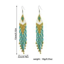 手工制作的波西米亚串珠耳环，配流苏，彩色种子珠耳环吊坠 - 1對 - 查看 2