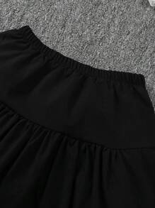2pcs/Set Young Girl Fashion Long Sleeve Collared Bow Buttoned Cardigan Top And Skirt Outfit, Suitable For 4-7 Years Old Girls