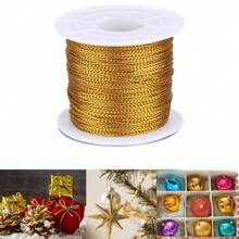 20M Złoty sznurek sznurkowy - 1mm cekinowy sznurek - Nieelastyczny metalowy sznurek do rękodzieła i wieszania ozdób i kartek świątecznych, Halloween, dekoracje na Halloween