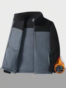 Jacke aus Polarfleece mit Stehkragen für Herren, verstärkt und thermisch isoliert, für Frühling und Herbst, beidseitig tragbar, Große Größen, Outdoor-Bekleidung