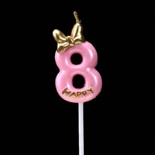 1pc/10pcs Number 0-9 Cute Bowknot Birthday Number Candle B Oys G Ilrs Cake Decor Digital Candles Topper Cupcake Party Decoration Supplies