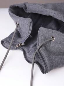 Men's Jackets & Coats Warm Detachable Hooded,Zipper Pocket Casual Biker Jacket,Outdoor Drawstring Hooded Basic Cotton Short Jacket