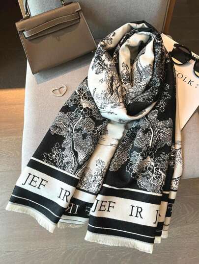 Sciarpa reversibile bianco e nero per donna, stile coreano versatile, scialle/mantella caldo, accessorio invernale spesso per scaldarsi il collo, idea regalo per la Festa della Donna