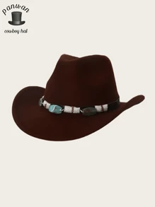 1pc Tie-Dye Bohemian Party Casual Cute Elegant Retro Street Chic Polyester Bowknot Western Cowboy Hat, Spring Summer Autumn Winter Unisex Casual Small Party Jazz Bead Hat - Multicolor - View 14