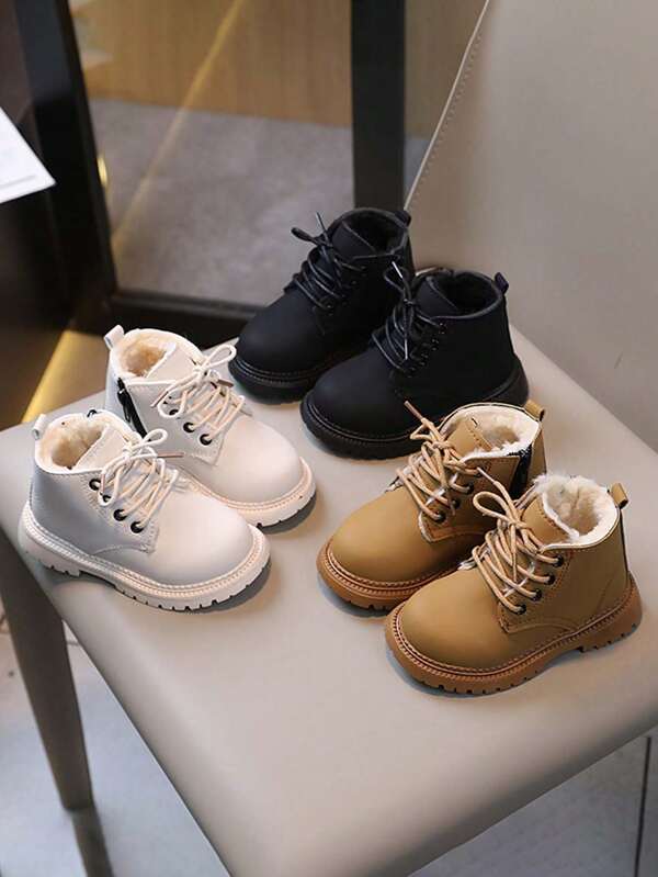 1 par Botas para niños, nuevas botas de tobillo de suela blanda antideslizante de moda unisex para otoño e invierno
