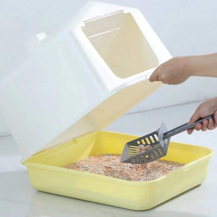 Large Fully Enclosed Cat Litter Box, Snow House Style, AntiSplash