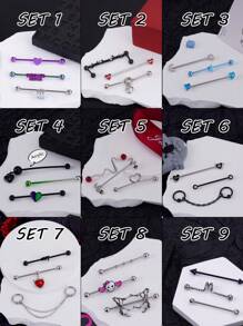 3 件/套 哥特式 垃圾朋克 工业穿孔首饰 不锈钢 蛋白石 水钻装饰 工业耳环 男女皆宜 心形 星形 工业棒状穿孔 鼻环 链 蛇形软骨 螺旋穿孔耳环 兔子剑 工业杠铃 身体穿孔首饰 38 毫米 1&1/2 英寸 工业穿孔棒 适用于万圣节礼物派对日常佩戴 - 彩色 - 查看 5