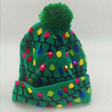 1 pieza Gorro de Navidad de punto con luces LED, regalo para fiesta de Año Nuevo, decoración navideña, gorro de Año Nuevo 2025, accesorio para Nochebuena - Multicolor - Ver 15