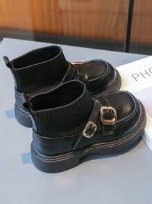 Botas Curtas De Pu Antiderrapantes E Planas De Bico Redondo Para Meninas, Botas Da Moda Infantil