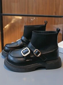 Botas Curtas De Pu Antiderrapantes E Planas De Bico Redondo Para Meninas, Botas Da Moda Infantil