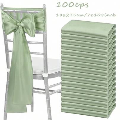 100PCS Spooky Satin Chair Sashes Bows - Universal Fit For Chair Covers, Wedding, Reception, Restaurant, Event, Banquet, Party, Hotel Decorations - 7 X 108 Inch, Perfect For Halloween Party Decor, Easy To