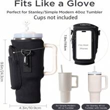 1Pc 40Oz Chai Túi Đựng, Có Dây Đeo Vai Có Thể Điều Chỉnh Và Móc Đa Năng, phù Hợp Với Bình Nước Du Lịch Đi Bộ Đường Dài, Cắm Trại - màu đen - Xem 2