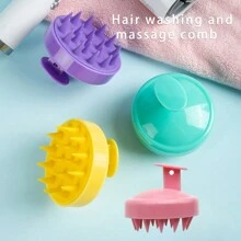 1 Piece Of Silicone Head Massage Brush For Hair Washing, Shampooing, Combing, And Anti Itch Combing - Multicolor - View 1