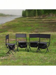 2-Piece Folding Outdoor Chair With Storage Bag, Portable Chair For Indoor, Outdoor Camping, Picnics And Fishing,Grey - 灰色+鋼-4 - 查看 3