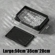 Eingeschlossene Edelstahl Katzentoilette mit Deckel extra große Katzentoilette für große Katzen XL Metallsteintablett mit hohen Seitenwänden, nicht klebrig, auslaufsicher, leicht zu reinigen