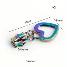 10 piezas Cierres de cremallera decorativos en forma de corazón negro de nailon para bolsas, ropa, chaquetas, manualidades y costura DIY