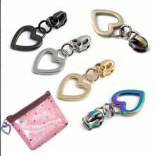 10 piezas Cierres de cremallera decorativos en forma de corazón negro de nailon para bolsas, ropa, chaquetas, manualidades y costura DIY