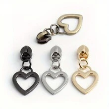 10 piezas Cierres de cremallera decorativos en forma de corazón negro de nailon para bolsas, ropa, chaquetas, manualidades y costura DIY