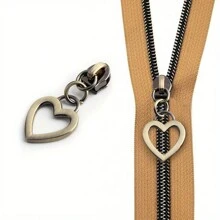 10 piezas Cierres de cremallera decorativos en forma de corazón negro de nailon para bolsas, ropa, chaquetas, manualidades y costura DIY