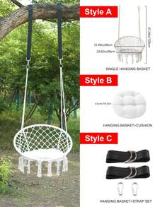 1 chiếc giỏ treo phong cách Bohemian mới màu trắng/đen/trắng + đen/trắng mùa thu/đông, ghế treo xích đu, quy trình đan tua rua thủ công, thích hợp cho ngoài trời, sân trong, trong nhà, dễ lắp đặt, cất giữ gấp gọn. kèm phụ kiện, đồ nội thất tự làm, quà tặng Halloween, Giáng sinh - Nhiều màu - Xem 2