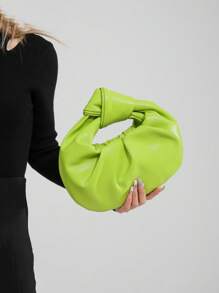 Fashionable Simple Pleated Cloud Handbag, New Versatile Shoulder/Underarm Bag - Green - View 2