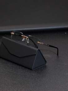 男士方形无框黑金色嘻哈时尚眼镜 - 复古设计，户外驾驶时尚眼镜，街头风格，适合毛衣夹克运动衫连帽衫皮裤和工装裤，适合夏季海滩度假、户外、旅行 - 彩色 - 查看 8