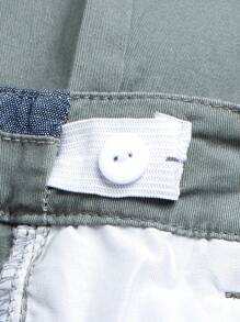 Young Boy Woven Letter Embroidered Casual Pants - Army Green - View 6