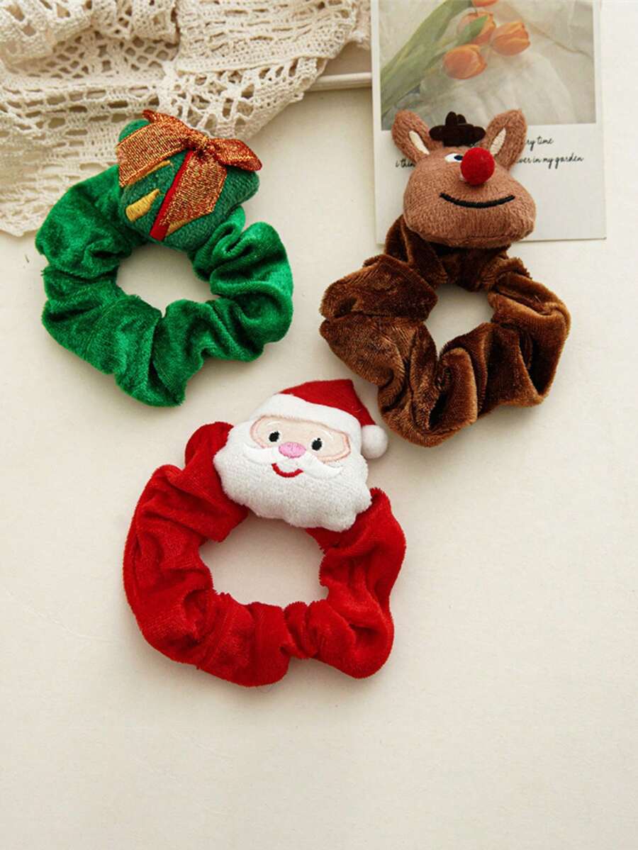 1 dây buộc tóc đàn hồi hình con nai nhồi bông Giáng sinh Phụ kiện dễ thương - Nhiều màu - Xem 1