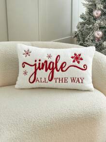 1 件圣诞树和雪花刺绣抱枕套，适合客厅、卧室的家居装饰