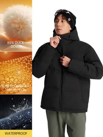 TECTOP Herren Winterjacke Boyfriend Stil leicht gefüllt für Outdoor Wandern und Trekking, warm, wasserdicht, winddicht, mit Kapuze, kratzfest