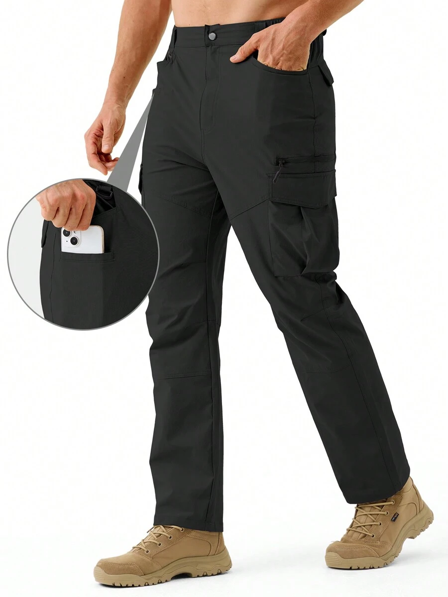 Men's 29" Cargo Pants Water Resistant Ripstop Tactical Pants For Men Work Quick Dry Pants Lightweight Outdoor Hiking Pants With Pockets - Black - View 1